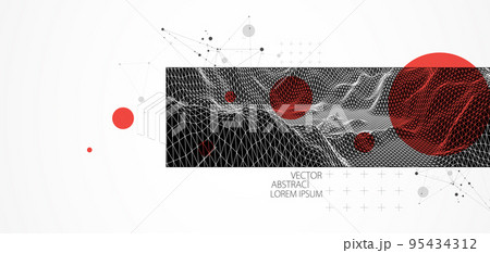 Abstract scientific and technological background. Image of a part of the landscape in the frame. Abstract scientific and technological background. Image of a part of the landscape in the frame. 95434312