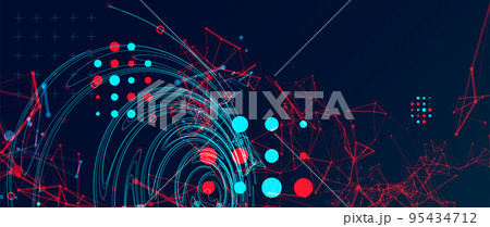 Abstract background with particles. Digital streaming background, wave flow. Plexus background. Technology vector illustration 95434712