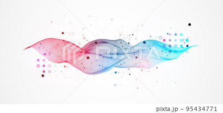 The abstract wave is made in a frame style in a bright gradient color. Template for science and technology presentation. 95434771