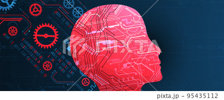 Artificial intelligence (AI) and big data concept. Machine cyber mind.  Technology vector background. 95435112
