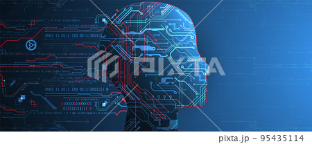 Artificial intelligence (AI) and big data concept. Machine cyber mind.  Technology vector background. 95435114