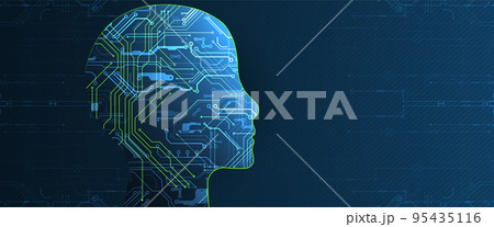 Artificial intelligence (AI) and big data concept. Machine cyber mind.  Technology vector background. 95435116