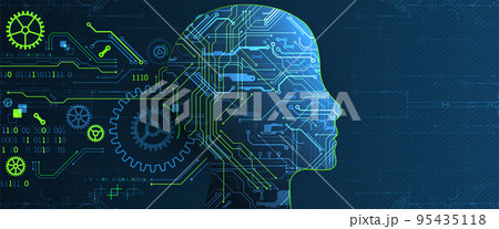 Artificial intelligence (AI) and big data concept. Machine cyber mind.  Technology vector background. 95435118