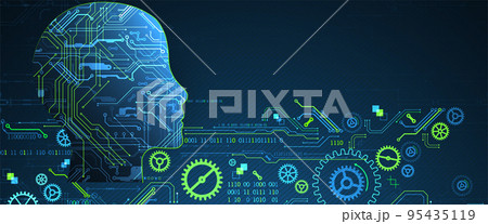 Artificial intelligence (AI) and big data concept. Machine cyber mind.  Technology vector background. 95435119