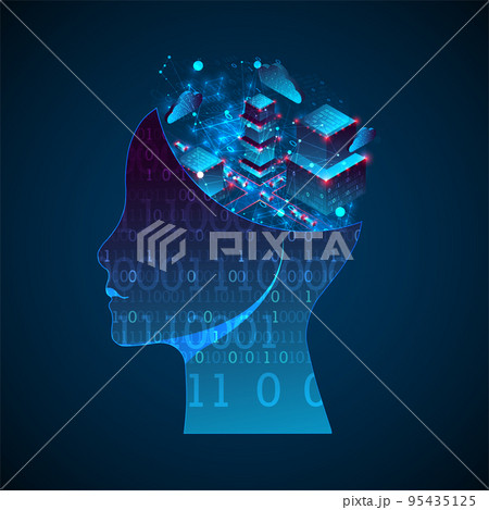 Artificial intelligence (AI) and big data concept. Machine cyber mind. Technology vector background. Artificial intelligence (AI) and big data concept. Machine cyber mind. Technology vector background. 95435125