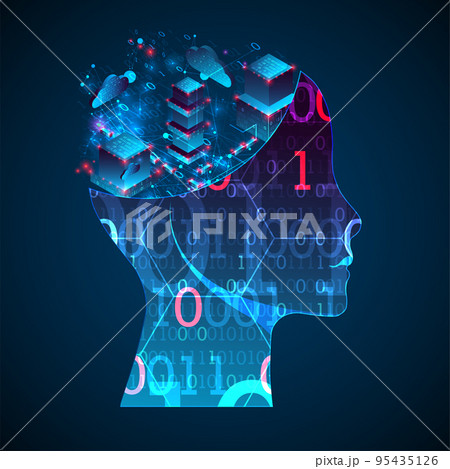 Artificial intelligence (AI) and big data concept. Machine cyber mind.  Technology vector background. 95435126