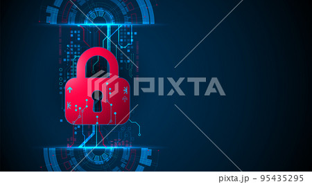 Personal data security Illustrates cyber data or information privacy idea. Color abstract  internet technology. 95435295