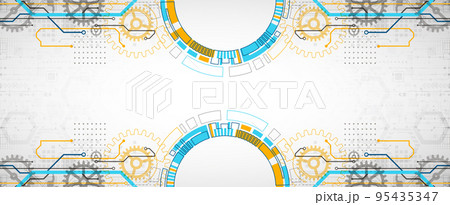 Abstract technology concept. Circuit board, high computer color background. Vector illustration with space for content, web - template, business tech presentation. 95435347