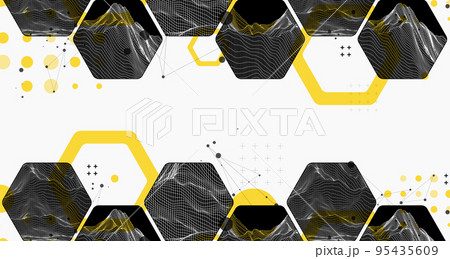 Modern science or technology abstract background using hexagonal shapes. Wireframe spot surface illustration. Vector. Modern science or technology abstract background using hexagonal shapes. Wireframe spot surface illustration. Vector. 95435609