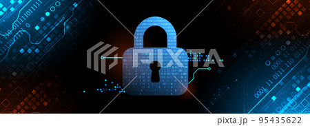 Personal data security Illustrates cyber data or information privacy idea. Color abstract  internet technology. 95435622