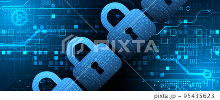 Personal data security Illustrates cyber data or information privacy idea. Color abstract  internet technology. 95435623