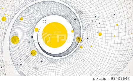 Modern science or technology art background. Vector wireframe spiral abstraction. Modern science or technology art background. Vector wireframe spiral abstraction. 95435647