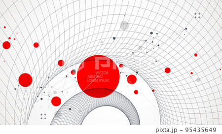 Modern science or technology art background. Vector wireframe spiral abstraction. 95435649