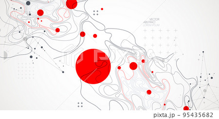 Vector abstract landscape geodesy topography map background. Art Line texture pattern. 95435682