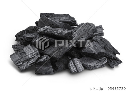 Natural wooden charcoal isolated on white background with full depth of field Natural wooden charcoal isolated on white background with full depth of field 95435720