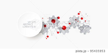 Modern science or technology abstract background using cogwheel. Wireframe spot surface illustration. Vector. Modern science or technology abstract background using cogwheel. Wireframe spot surface illustration. Vector. 95435953