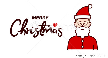 サンタさんと手書きのメリークリスマスの文字のベクターイラスト背景素材 サンタさんと手書きのメリークリスマスの文字のベクターイラスト背景素材 95436207