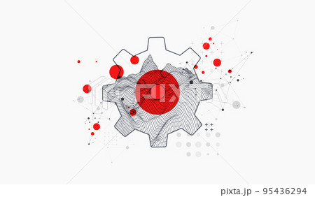Modern science or technology abstract background using hexagonal cogwheel. Wireframe spot surface illustration. Vector. Modern science or technology abstract background using hexagonal cogwheel. Wireframe spot surface illustration. Vector. 95436294