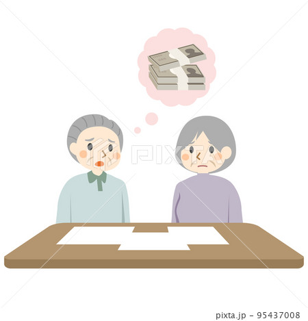 高齢夫婦がお金について相談する 95437008