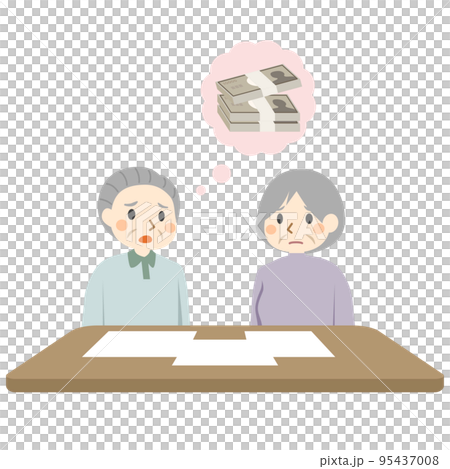 An elderly couple consults about money 95437008