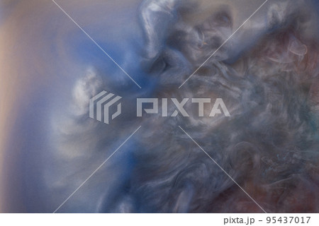 Abstract fluid acrylic painting. Marbled blue abstract Ink cloud on background. Liquid marble pattern. Modern art.  95437017