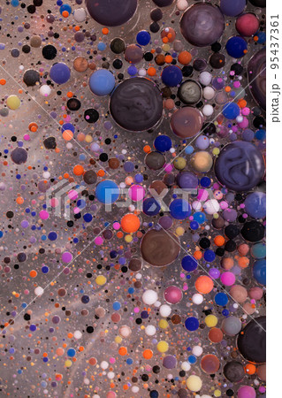 Acrylic paint balls abstract texture. Bright colors fluid, flowing wallpaper design. Purple, blue, pink and yellow liquids mix. Acrylic paint balls abstract texture. Bright colors fluid, flowing wallpaper design. Purple, blue, pink and yellow liquids mix. 95437361