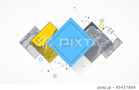 Modern science or technology elements in square. Trendy abstract background. Surface illustration. Vector. Modern science or technology elements in square. Trendy abstract background. Surface illustration. Vector. 95437869