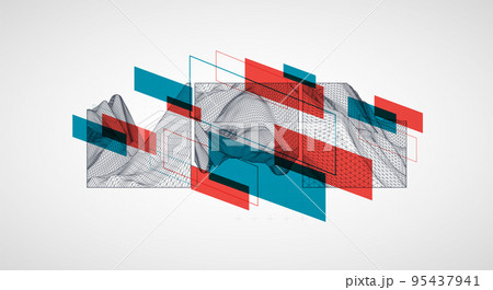 Modern science or technology elements. Trendy abstract background. Surface illustration. Vector. 95437941