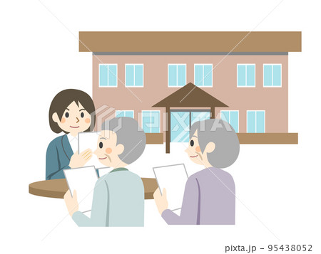 高齢夫婦が介護施設について相談・見学 高齢夫婦が介護施設について相談・見学 95438052