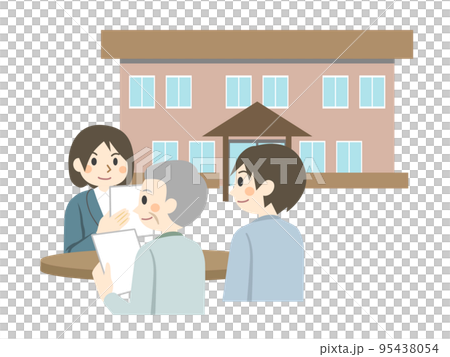 親子が介護施設について相談・見学 95438054