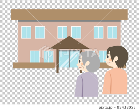 親子が介護施設を見学 親子が介護施設を見学 95438055