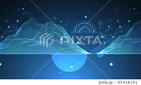 Abstract wireframe mountain background. Modern science or technology art elements. Surface illustration. Vector. 95438191