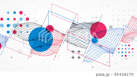 The abstract wave is made in a frame style. Template for science and technology presentation. 95438270
