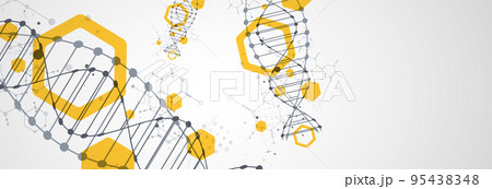 Abstract futuristic background for design works.Science template, wallpaper or banner with a DNA molecules. 95438348