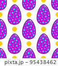 Seamless pattern with vector cartoon Easter eggs 95438462
