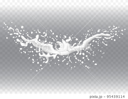 White liquid on transparent background. Vector illustration. 95439114