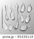 Set of water drops on transparent background. 95439118