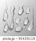 Set of water drops on transparent background. 95439119
