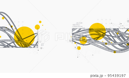Vector abstract background with a wireframe dynamic pipes, line and particles. Vector abstract background with a wireframe dynamic pipes, line and particles. 95439197