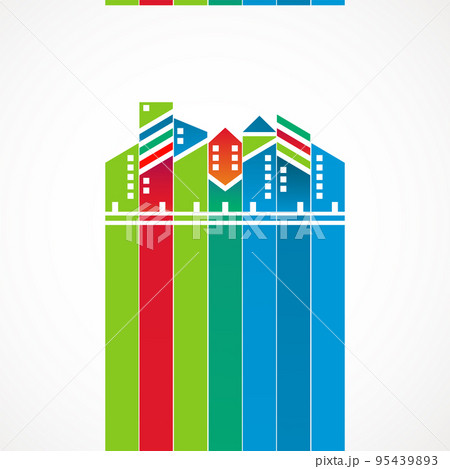 Abstract colorful city building skyline vector background. Abstract colorful city building skyline vector background. 95439893