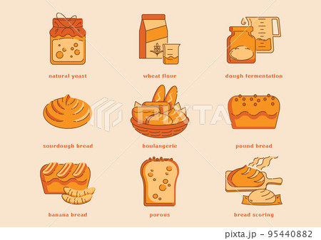 sourdough bread making icon set 95440882