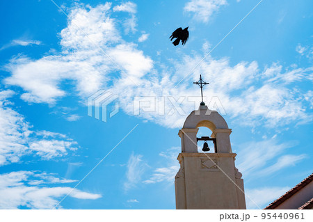 church bell tower with raven church bell tower with raven 95440961