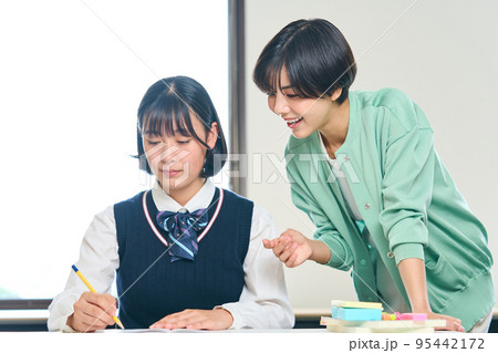 勉強する女子中学生 95442172