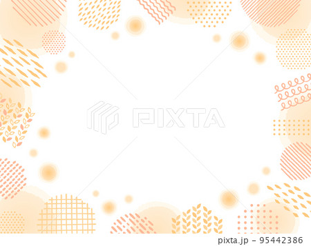 手描き風の幾何学模様の温かいイメージのフレーム 95442386