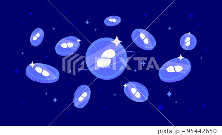 Status (SNT) coins falling from the sky. SNT cryptocurrency concept banner background. 95442650