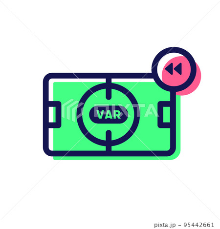 Video Assistant Referee (VAR). Soccer or football VAR playback line icon. 95442661