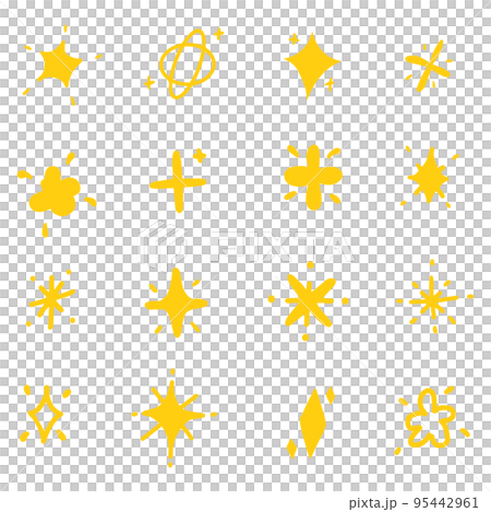 Set of hand drawn sparkle and starburst. Doodle style. Illustration. 95442961