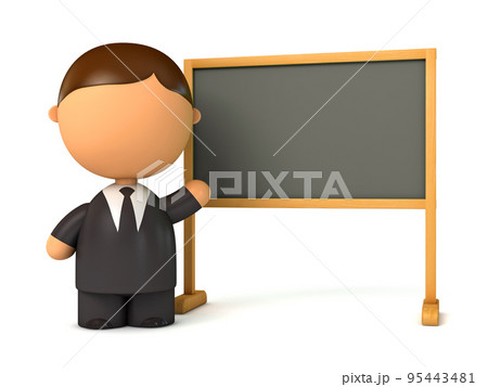 Puppet businessman standing at board 95443481