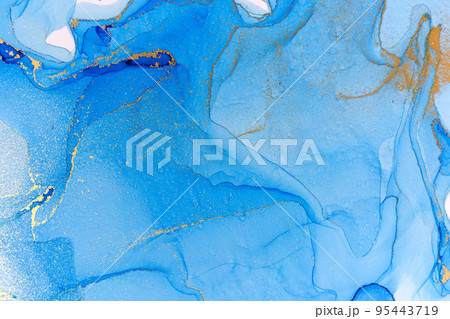 Abstract Waterolor Sea Wave Imitation. 95443719