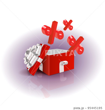 Red box with bow, percent sign, isolated design element Red box with bow, percent sign, isolated design element 95445195